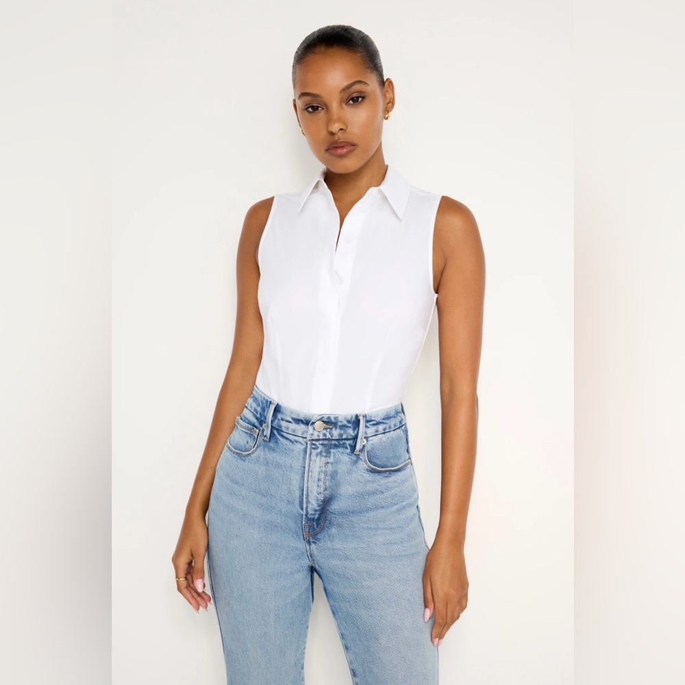 Good American Classic White Sleeveless Bodysuit